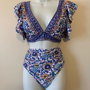 Boho Floral Ruffle Bikini Set